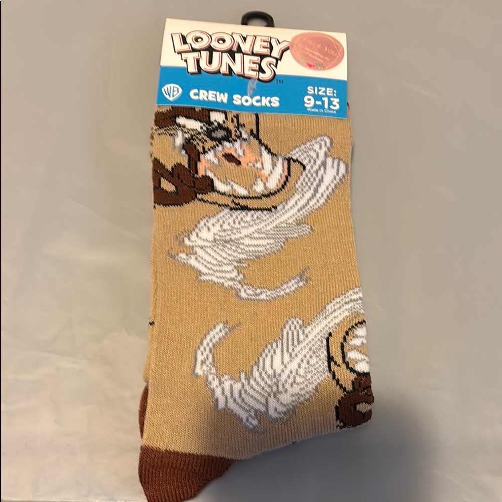 Warner Bros. Looney Tunes Tan and Brown Crew Socks